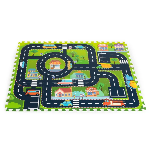Mata piankowa dla dzieci puzzle miasto ulice drogi