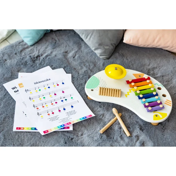 Stolik  z instrumentami stół muzyczny cymbałki +18m ECOTOYS