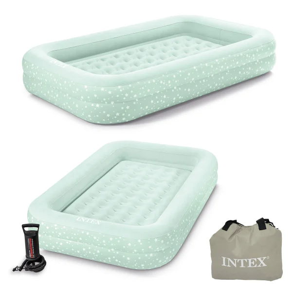 Materac dmuchany z bandami głębokie łóżko dla dziecka + pompka INTEX 66810