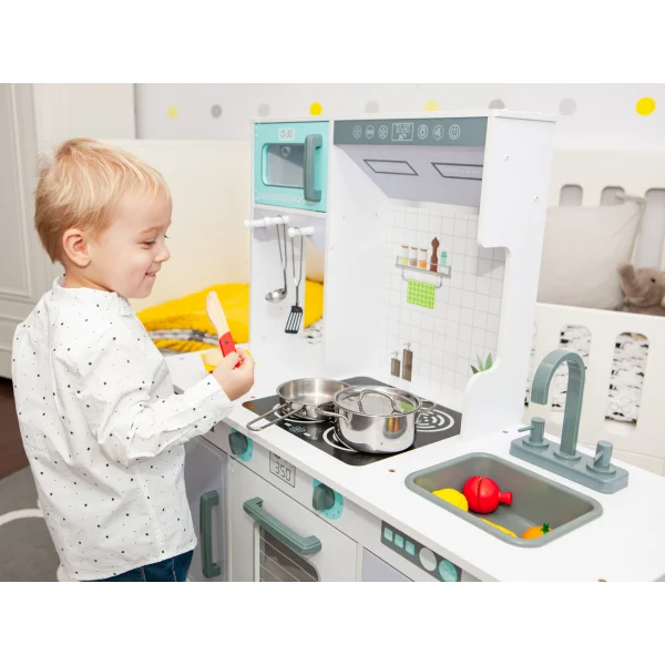 Duża drewniana kuchnia dla dzieci z akcesoriami ECOTOYS