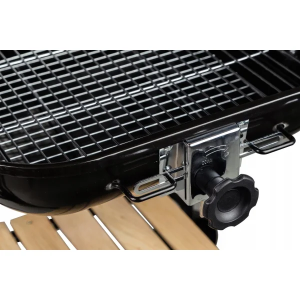 Duży grill ogrodowy z pokrywą regulacja rusztu drewniane półki MultiGarden