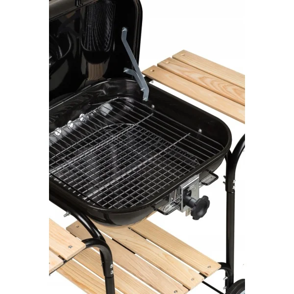 Duży grill ogrodowy z pokrywą regulacja rusztu drewniane półki MultiGarden