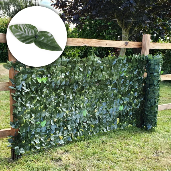 Sztuczny bluszcz żywopłot 3 sztuki 300x50 cm zielona osłona na balkon maskująca - 3 ROLKI