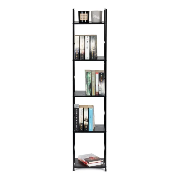 Regał drewniany nowoczesny metalowa rama LOFT 5 półek czarny ModernHome