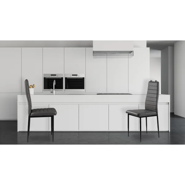 Zestaw krzeseł do jadalni salonu z ekoskóry 4 szt. wysokie oparcie - szare ModernHome