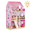 Drewniany domek dla lalek mebelki ECOTOYS
