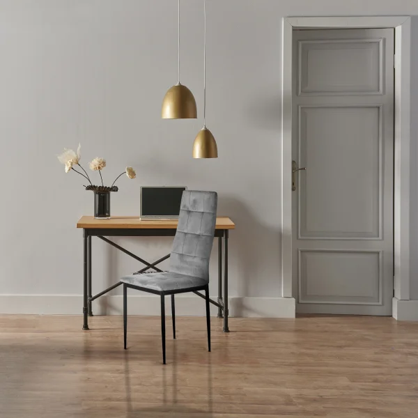Komplet 4 krzeseł krzesło welurowe do jadalni i salonu 4 sztuki szare ModernHome