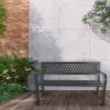 Ażurowa ławka ogrodowa z oparciem parkowa na taras balkon metalowa konstrukcja grafitowa