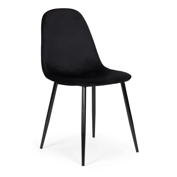 Komplet 4 krzeseł welurowych krzesło do jadalni i salonu czarne ModernHome