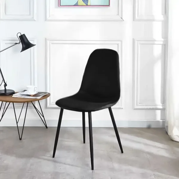 Komplet 4 krzeseł welurowych krzesło do jadalni i salonu czarne ModernHome