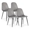 Komplet 4 krzeseł welurowych krzesło do jadalni i salonu szare ModernHome