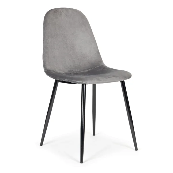Komplet 4 krzeseł welurowych krzesło do jadalni i salonu szare ModernHome