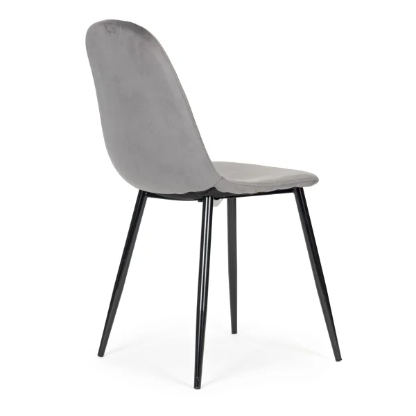Komplet 4 krzeseł welurowych krzesło do jadalni i salonu szare ModernHome
