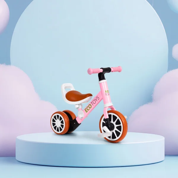 Rowerek trójkołowy biegowy z pedałami 2w1 różowy ECOTOYS