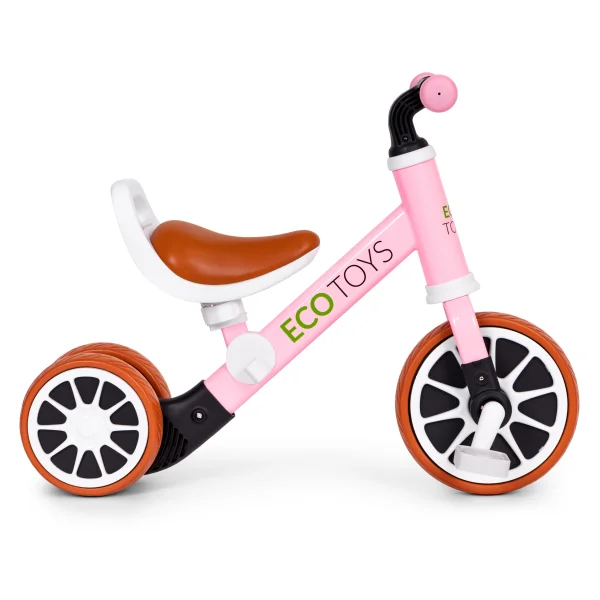 Rowerek trójkołowy biegowy z pedałami 2w1 różowy ECOTOYS