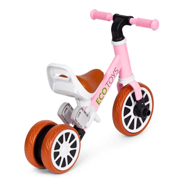 Rowerek trójkołowy biegowy z pedałami 2w1 różowy ECOTOYS