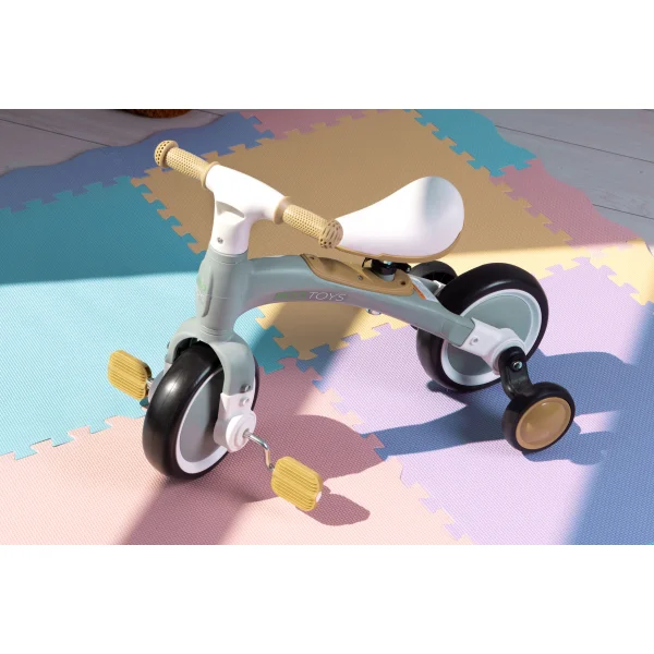 Rower rowerek biegowy z pedałami - treningowy kółka boczne 3w1 zielony ECOTOYS
