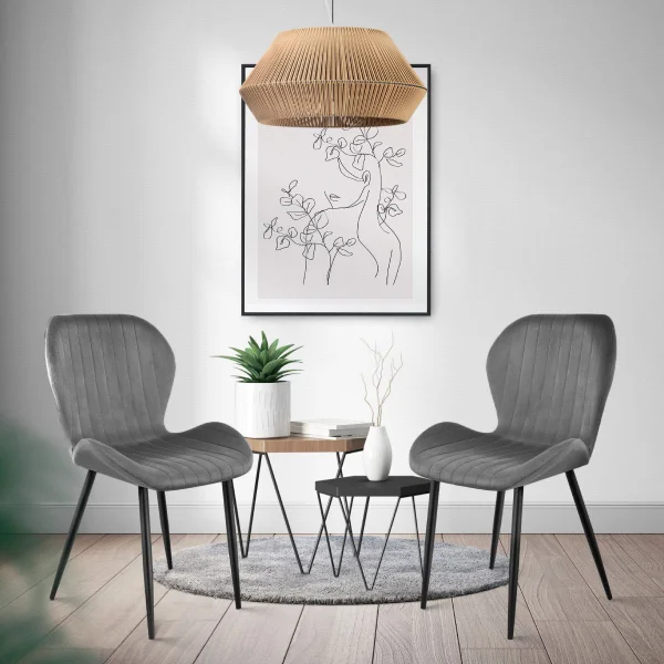Zestaw 4 krzeseł do salonu jadalni nowoczesne krzesło szary welur ModernHome