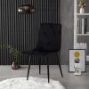 Komplet 4 krzeseł krzesło pikowane welurowe do jadalni i salonu czarne ModernHome