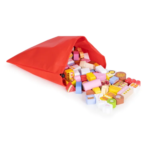 Drewniane klocki edukacyjne zestaw - Cukierkowe miasto 116 el. ECOTOYS