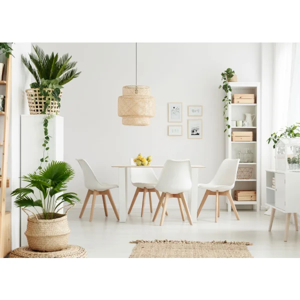 Zestaw 4 krzeseł krzesło  do salonu jadalni z poduszką Białe ModernHome