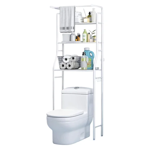 Wysoki regał WC łazienkowy nad sedes 3 półki aluminiowa konstrukcja