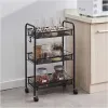 Metalowy regał mobliny łazienkowy z 3 półkami kółka czarny ModernHome