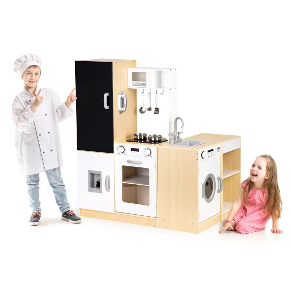 Drewniana kuchnia dla dzieci osobne segmenty XXL tablica + LED ECOTOYS