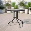 Stolik ogrodowy okrągły 80 cm na taras ogród balkon szkło hartowane otwór na parasol MultiGarden