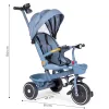 Rowerek trójkołowy spacerówka  2w1 obracane siedzisko składany daszek niebieski - ECOTOYS