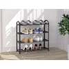 Regał na buty metalowy 4 półki 12 par butów czarny ModernHome