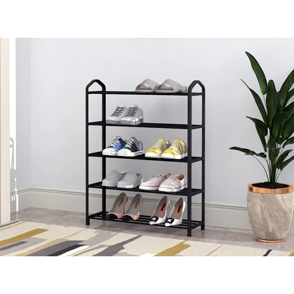 Regał na buty metalowy 5 półek 15 par butów czarny ModernHome