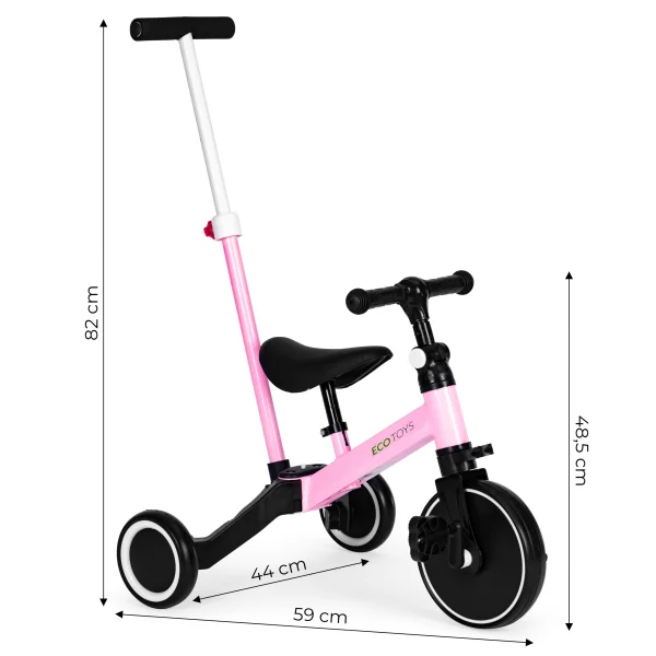Rower trójkołowy biegowy 2w1 rączka do prowadzenia ECOTOYS