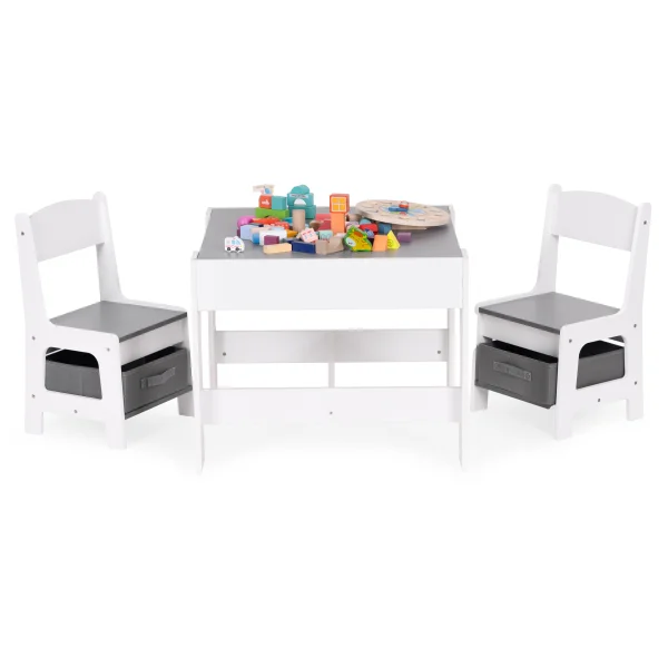 Zestaw mebli dla dzieci stolik + 2 krzesła tablica kredowa ECOTOYS