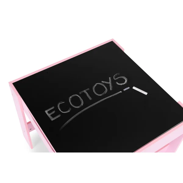 Zestaw mebli dla dzieci stolik + 2 krzesła tablica kredowa różowy ECOTOYS