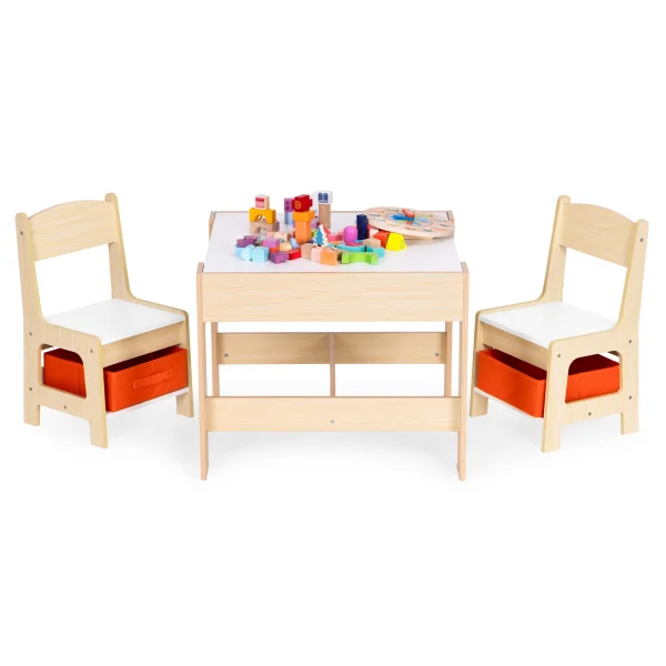 Zestaw mebli dla dzieci stolik + 2 krzesła tablica kredowa ECOTOYS
