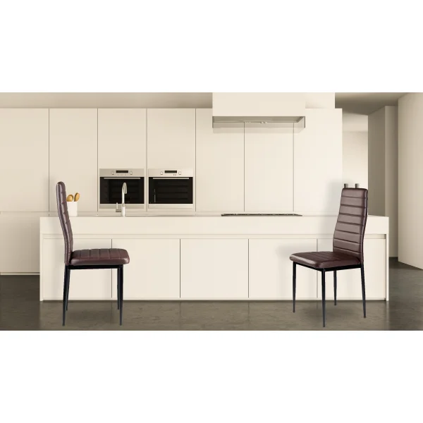 Zestaw krzeseł do jadalni salonu z ekoskóry 4 szt. wysokie oparcie - brązowe ModernHome