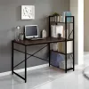 Biurko komputerowe drewniane regał z półkami loft