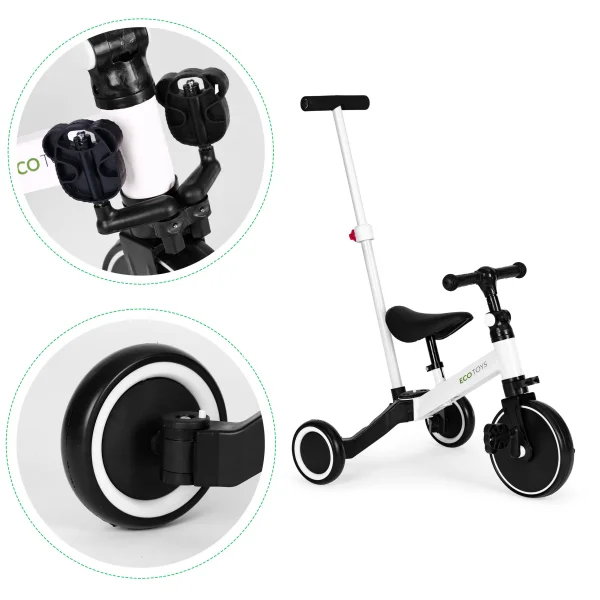 Rower trójkołowy biegowy 2w1 rączka do prowadzenia ECOTOYS