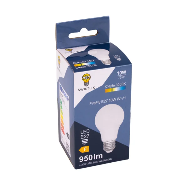 Zestaw 10 sztuk Żarówek LED A60 E27 10W Barwa Biała Ciepła