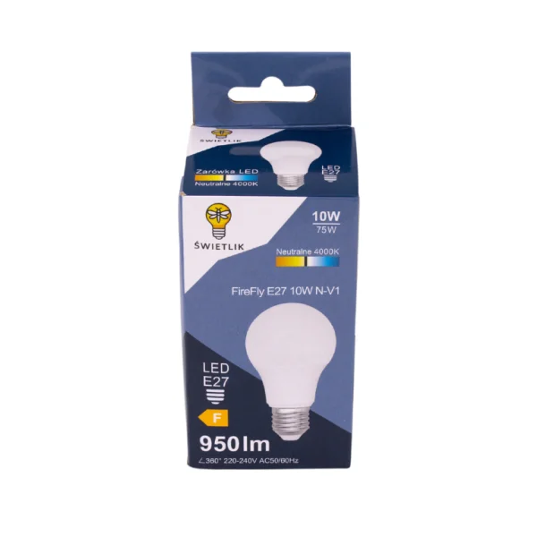 Zestaw 10 sztuk Żarówek LED A60 E27 10W Barwa Biała Neutralna