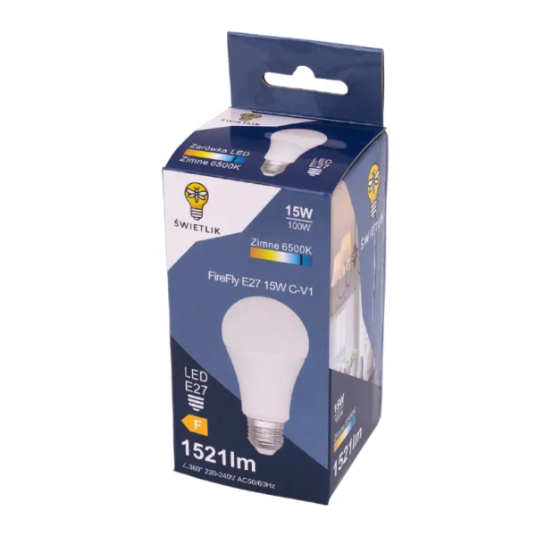 Zestaw 10 sztuk Żarówek LED A60 E27 15W Barwa Biała Zimna
