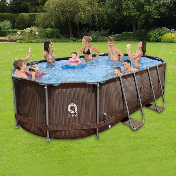Basen Owalny Stalowy Super Rattan 427 x 275 x 100 cm