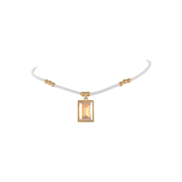Biały choker z kryształem (C25/WIO/46AU)