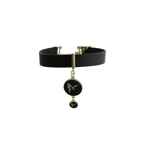Choker skórzany z logo Colibra (C22/JES/177AU)