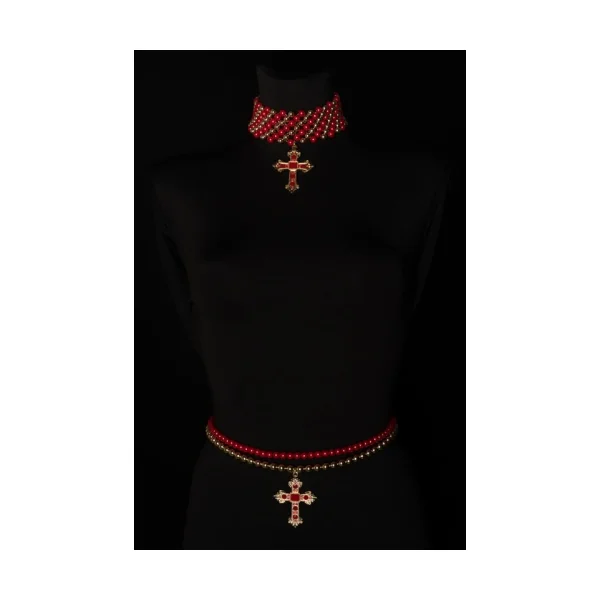 Choker z pereł z krzyżem (C23/FSH/11AU)
