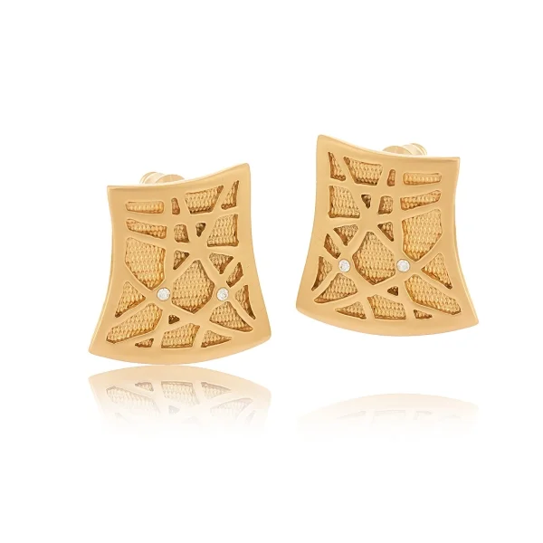 Kolczyki ażurowe na sztyfcie, z kryształkami Preciosa z kolekcji Vintage (P24/WIN/33AU)