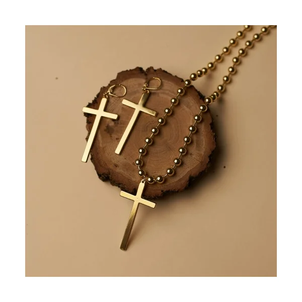 Kolczyki wiszące krzyżyki z kolekcji Heavenly (P15/ROZ/02AU)