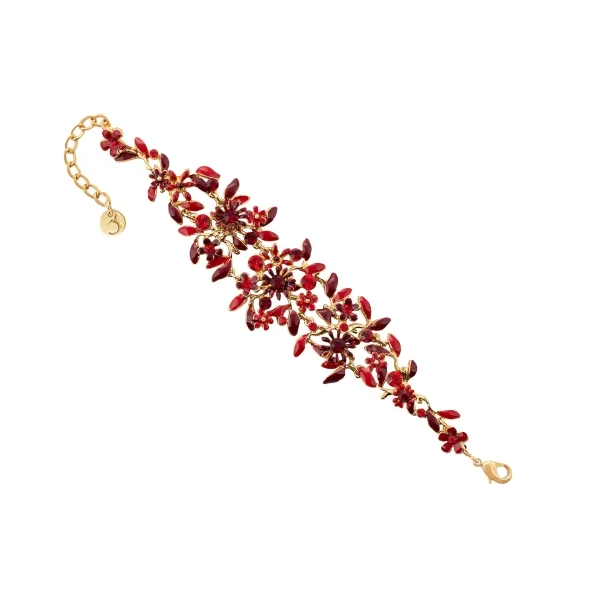 Bransoletka czerwone kwiatuszki z kryształkami z kolekcji Blossom (B8157AU/CZ)