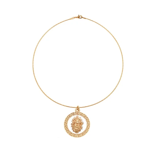 Choker z monetą L bogini Kali z białą emalią